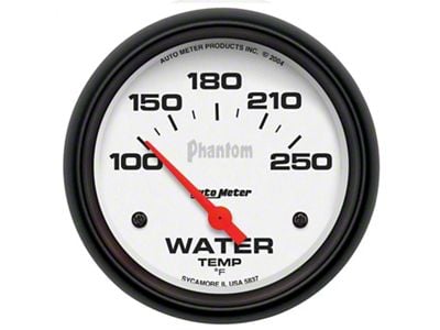 Auto Meter Phantom Series 2-5/8-Inch Water Temperature Gauge; 100-250 Fahrenheit (Universal; Some Adaptation May Be Required)