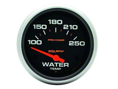 Auto Meter Pro-Comp Series 2-5/8-Inch Water Temperature Gauge; 100-250 Fahrenheit (Universal; Some Adaptation May Be Required)