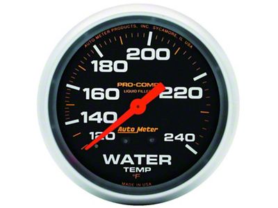 Auto Meter Pro-Comp Series 2-5/8-Inch Water Temperature Gauge; 120-240 Fahrenheit; Mechanical (Universal; Some Adaptation May Be Required)