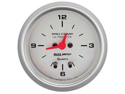 Auto Meter Ultra-Lite Series 2-5/8-Inch 12-Hour Clock (Universal; Some Adaptation May Be Required)