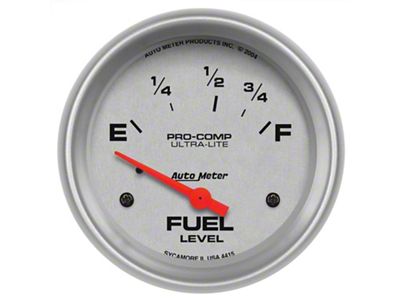 Auto Meter Ultra-Lite Series 2-5/8-Inch Fuel Level Gauge; 73 ohm Empty to 10 ohm Full (Universal; Some Adaptation May Be Required)