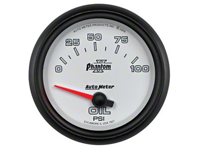 Auto Meter Phantom II Series 2-5/8-Inch Oil Pressure Gauge; 0-100 PSI (Universal; Some Adaptation May Be Required)