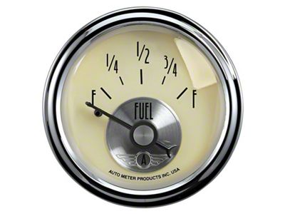 Auto Meter Prestige Antique Ivory Series 2-1/16-Inch Fuel Level Gauge; 240 ohm Empty to 33 ohm Full (Universal; Some Adaptation May Be Required)