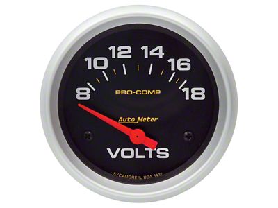 Auto Meter Pro-Comp Series 2-5/8-Inch Voltmeter Gauge; 8-18V (Universal; Some Adaptation May Be Required)