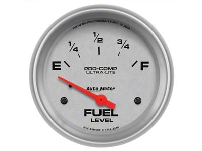 Auto Meter Ultra-Lite Series 2-5/8-Inch Fuel Level Gauge; 240 ohm Empty to 33 ohm Full (Universal; Some Adaptation May Be Required)