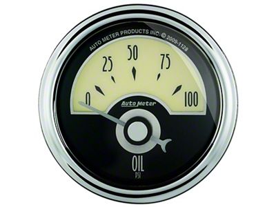 Auto Meter Cruiser AD Series 2-1/16-Inch Oil Pressure Gauge; 0-100 PSI (Universal; Some Adaptation May Be Required)