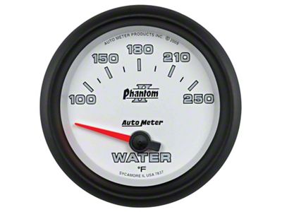 Auto Meter Phantom II Series 2-5/8-Inch Water Temperature Gauge; 100-250 Fahrenheit (Universal; Some Adaptation May Be Required)