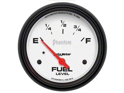 Auto Meter Phantom Series 2-5/8-Inch Fuel Level Gauge; 0 ohm Empty to 90 ohm Full (Universal; Some Adaptation May Be Required)