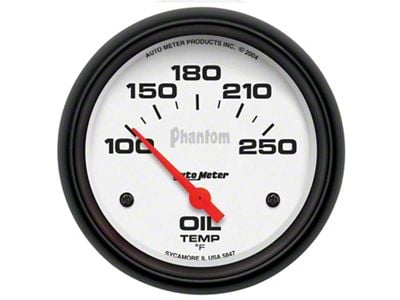 Auto Meter Phantom Series 2-5/8-Inch Oil Temperature Gauge; 100-250 Fahrenheit (Universal; Some Adaptation May Be Required)