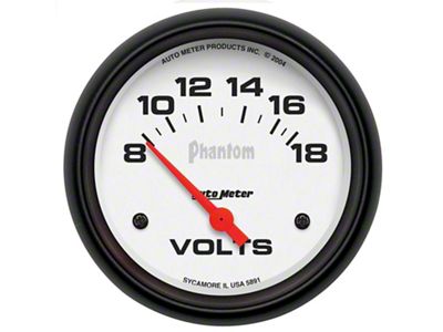 Auto Meter Phantom Series 2-5/8-Inch Voltmeter Gauge; 8-18V (Universal; Some Adaptation May Be Required)