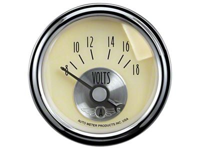 Auto Meter Prestige Antique Ivory Series 2-1/16-Inch Voltmeter Gauge; 8-18V (Universal; Some Adaptation May Be Required)