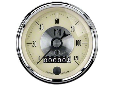 Auto Meter Prestige Antique Ivory Series 3-3/8-Inch Programmable Speedometer; 0-120 MPH (Universal; Some Adaptation May Be Required)