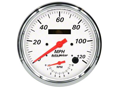 Auto Meter Arctic White Series 5-Inch Tachometer/Speedometer Combo; 8K RPM / 120 MPH (Universal; Some Adaptation May Be Required)