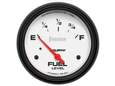 Auto Meter Phantom Series 2-5/8-Inch Fuel Level Gauge; 0 ohm Empty to 90 ohm Full (Universal; Some Adaptation May Be Required)