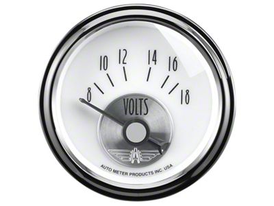 Auto Meter Prestige Pearl Series 2-1/16-Inch Voltmeter Gauge; 8-18V (Universal; Some Adaptation May Be Required)