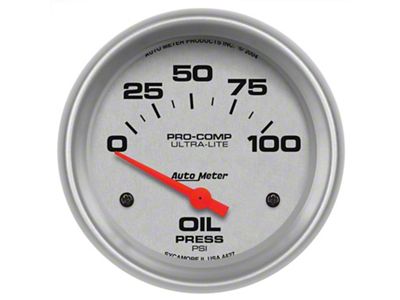 Auto Meter Ultra-Lite Series 2-5/8-Inch Oil Pressure Gauge; 0-100 PSI (Universal; Some Adaptation May Be Required)