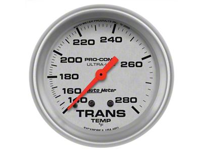 Auto Meter Ultra-Lite Series 2-5/8-Inch Transmission Temperature Gauge; 140-280 Fahrenheit; Mechanical (Universal; Some Adaptation May Be Required)