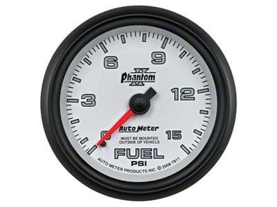 Auto Meter Phantom II Series 2-5/8-Inch Fuel Pressure Gauge; 0-15 PSI; Mechanical (Universal; Some Adaptation May Be Required)