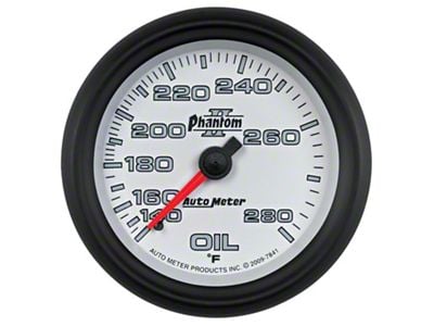 Auto Meter Phantom II Series 2-5/8-Inch Oil Temperature Gauge; 140-280 Fahrenheit; Mechanical (Universal; Some Adaptation May Be Required)