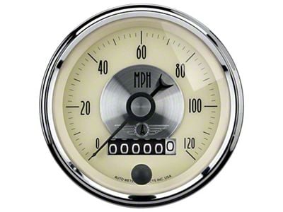 Auto Meter Prestige Antique Ivory Series 3-3/8-Inch Programmable Speedometer; 0-120 MPH (Universal; Some Adaptation May Be Required)