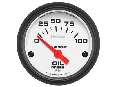 Auto Meter Phantom Series 2-1/16-Inch Oil Pressure Gauge; 0-100 PSI (Universal; Some Adaptation May Be Required)