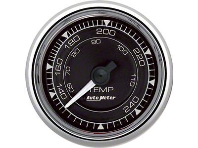 Auto Meter Chrono Chrome Series 2-1/16-Inch Water Temperature Gauge; 120-240 Fahrenheit; Mechanical (Universal; Some Adaptation May Be Required)