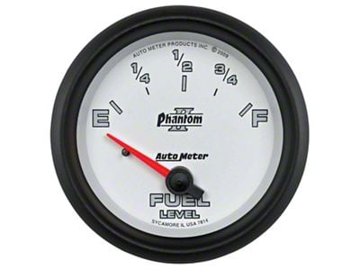 Auto Meter Phantom II Series 2-5/8-Inch Fuel Level Gauge; 0 ohm Empty to 90 ohm Full (Universal; Some Adaptation May Be Required)