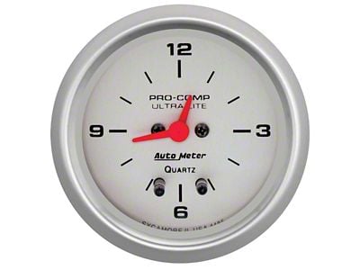 Auto Meter Ultra-Lite Series 2-5/8-Inch 12-Hour Clock (Universal; Some Adaptation May Be Required)