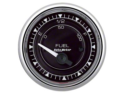 Auto Meter Chrono Chrome Series 2-1/16-Inch Fuel Level Gauge; 240 ohm Empty to 33 ohm Full (Universal; Some Adaptation May Be Required)