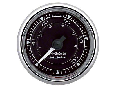 Auto Meter Chrono Chrome Series 2-1/16-Inch Oil Pressure Gauge; 0-100 PSI; Mechanical (Universal; Some Adaptation May Be Required)