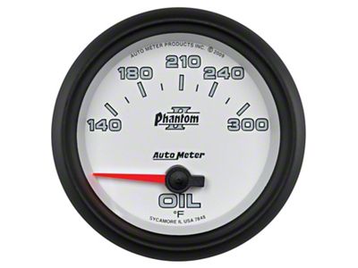 Auto Meter Phantom II Series 2-5/8-Inch Oil Temperature Gauge; 140-300 Fahrenheit (Universal; Some Adaptation May Be Required)