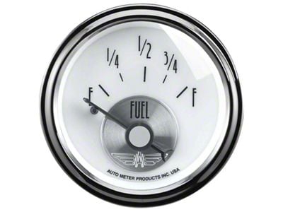 Auto Meter Prestige Pearl Series 2-1/16-Inch Fuel Level Gauge; 0 ohm Empty to 90 ohm Full (Universal; Some Adaptation May Be Required)