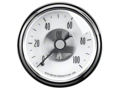 Auto Meter Prestige Pearl Series 2-1/16-Inch Oil Pressure Gauge; 0-100 PSI; Mechanical (Universal; Some Adaptation May Be Required)