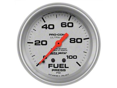 Auto Meter Ultra-Lite Series 2-5/8-Inch Fuel Pressure Gauge; 0-100 PSI; Mechanical (Universal; Some Adaptation May Be Required)