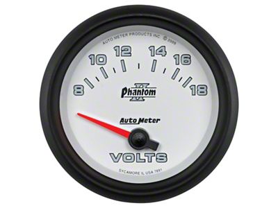 Auto Meter Phantom II Series 2-5/8-Inch Voltmeter Gauge; 8-18V (Universal; Some Adaptation May Be Required)