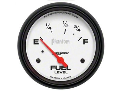 Auto Meter Phantom Series 2-5/8-Inch Fuel Level Gauge; 240 ohm Empty to 33 ohm Full (Universal; Some Adaptation May Be Required)