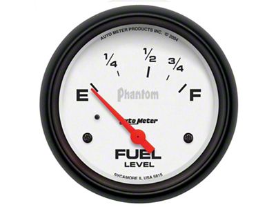 Auto Meter Phantom Series 2-5/8-Inch Fuel Level Gauge; 73 ohm Empty to 10 ohm Full (Universal; Some Adaptation May Be Required)