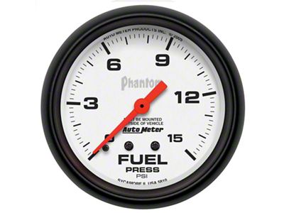 Auto Meter Phantom Series 2-5/8-Inch Fuel Pressure Gauge; 0-15 PSI; Mechanical (Universal; Some Adaptation May Be Required)