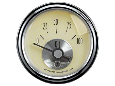 Auto Meter Prestige Antique Ivory Series 2-1/16-Inch Oil Pressure Gauge; 0-100 PSI (Universal; Some Adaptation May Be Required)