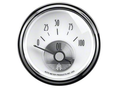 Auto Meter Prestige Pearl Series 2-1/16-Inch Oil Pressure Gauge; 0-100 PSI (Universal; Some Adaptation May Be Required)