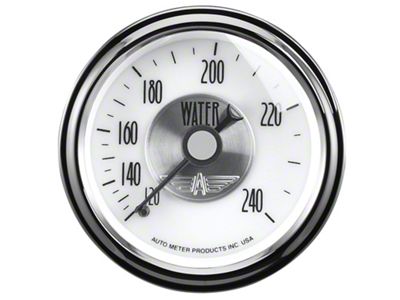 Auto Meter Prestige Pearl Series 2-1/16-Inch Water Temperature Gauge; 100-250 Fahrenheit; Mechanical (Universal; Some Adaptation May Be Required)