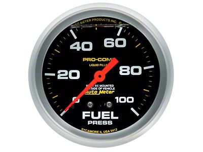 Auto Meter Pro-Comp Series 2-5/8-Inch Fuel Pressure Gauge; 0-100 PSI; Mechanical (Universal; Some Adaptation May Be Required)