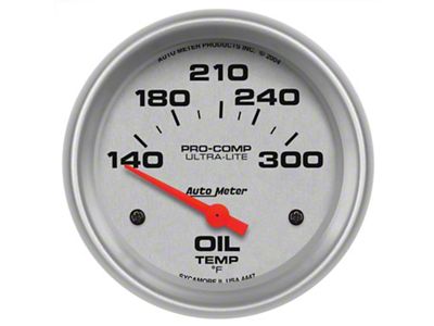 Auto Meter Ultra-Lite Series 2-5/8-Inch Oil Temperature Gauge; 140-300 Fahrenheit (Universal; Some Adaptation May Be Required)