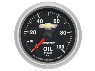 Auto Meter Chevy Gold Bowtie Series 2-1/16-Inch Oil Pressure Gauge; 0-100 PSI; Digital Stepper Motor