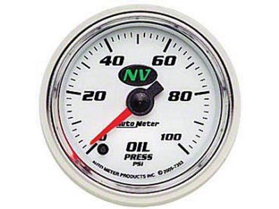 Auto Meter NV Series 2-1/16-Inch Oil Pressure Gauge; 0-100 PSI; Digital Stepper Motor