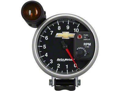 Auto Meter Chevy Gold Bowtie Series 5-Inch Pedestal Tachometer with Shift Light; 0-10000 RPM