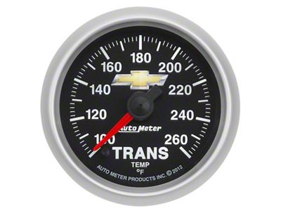 Auto Meter Chevy Gold Bowtie Series 2-1/16-Inch Transmission Temperature Gauge; 100-260 Fahrenheit; Digital Stepper Motor