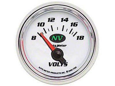 Auto Meter NV Series 2-1/16-Inch Voltmeter Gauge; 8-18V