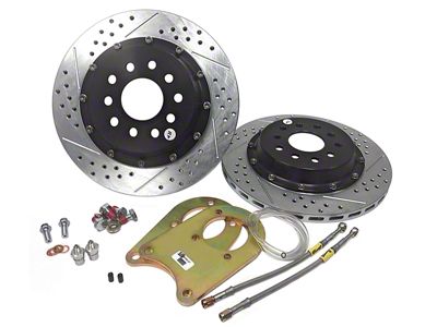 Baer EradiSpeed+ 2-Piece Performance Drilled and Slotted Rotors; Rear Pair (93-97 Firebird w/o ABS)