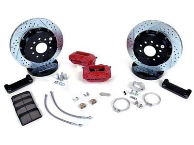 Baer SS4+ Rear Big Brake Kit with 13-Inch Rotors; Black Calipers (98-02 Firebird w/ OE C-Clip Rear End)